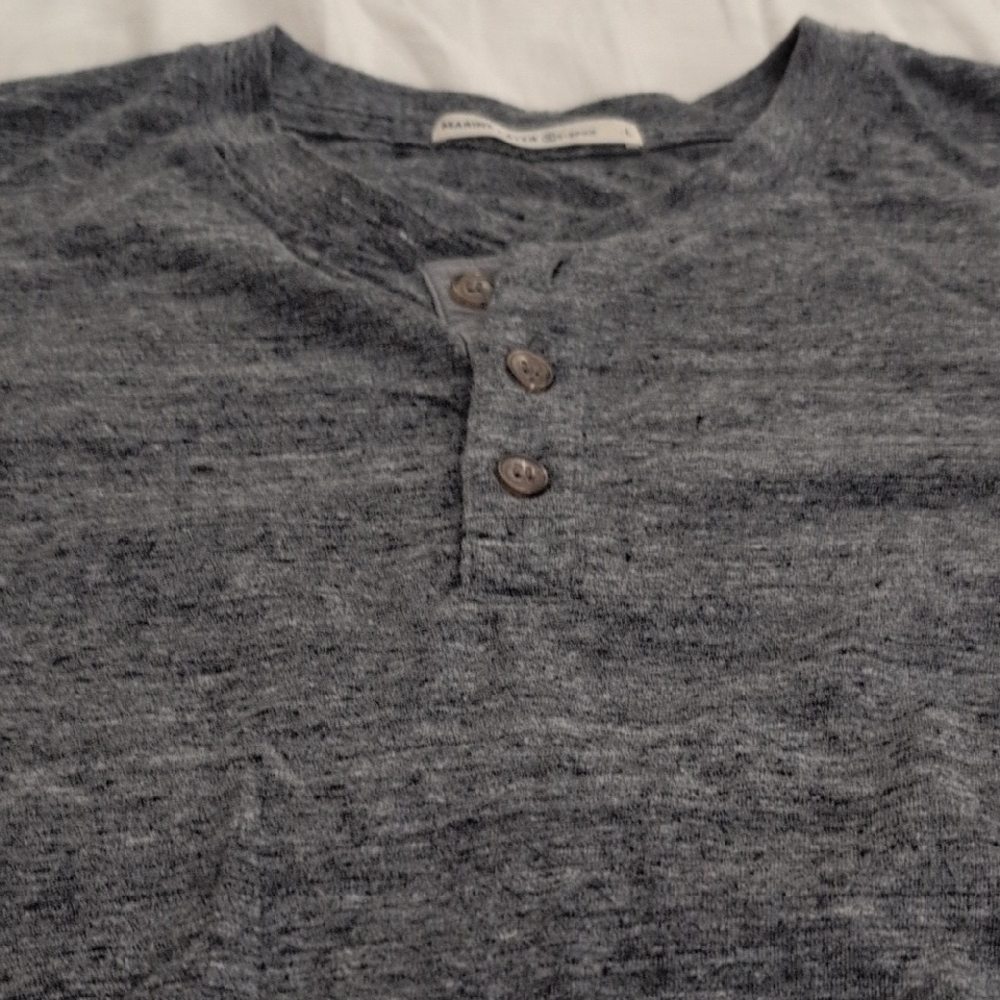 Marine Layer Short Sleeve Henley, Dark Heather Grey, Size L